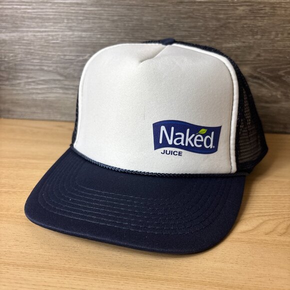Naked Juice Hat Cap Snapback White Blue Trucker Outdoor Adjustable - Picture 3 of 9